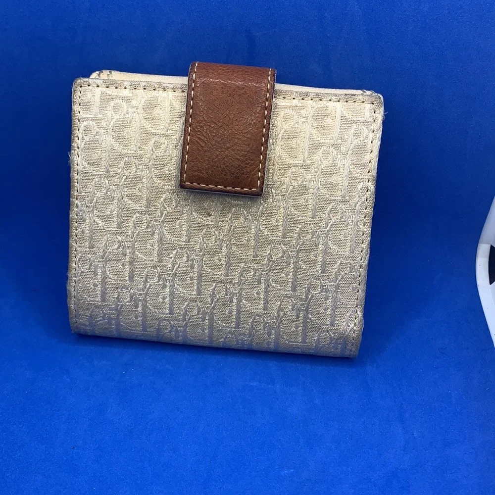 Dior RARE‎ Light Brown Trotter leather Canvas Wallet